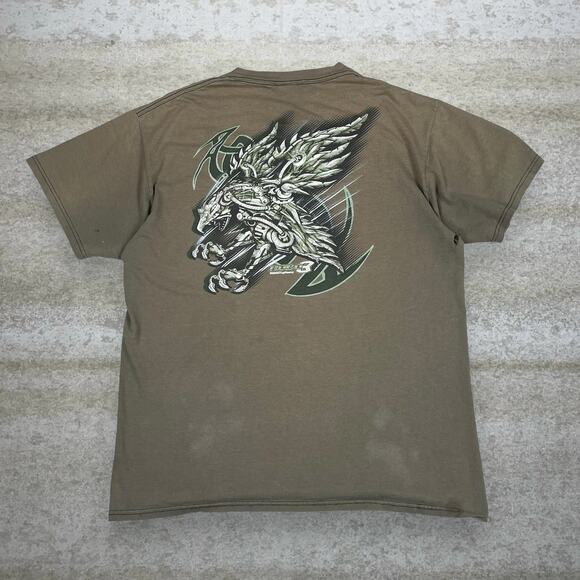 Vintage Skater Shirt Robo 3 Thrashed Brown Cotton Short Sleeve Y2K - Picture 2 of 5